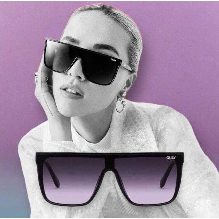 Quay Australia Nightfall Black Purple Fade Sunglasses Oversized Shield X-large