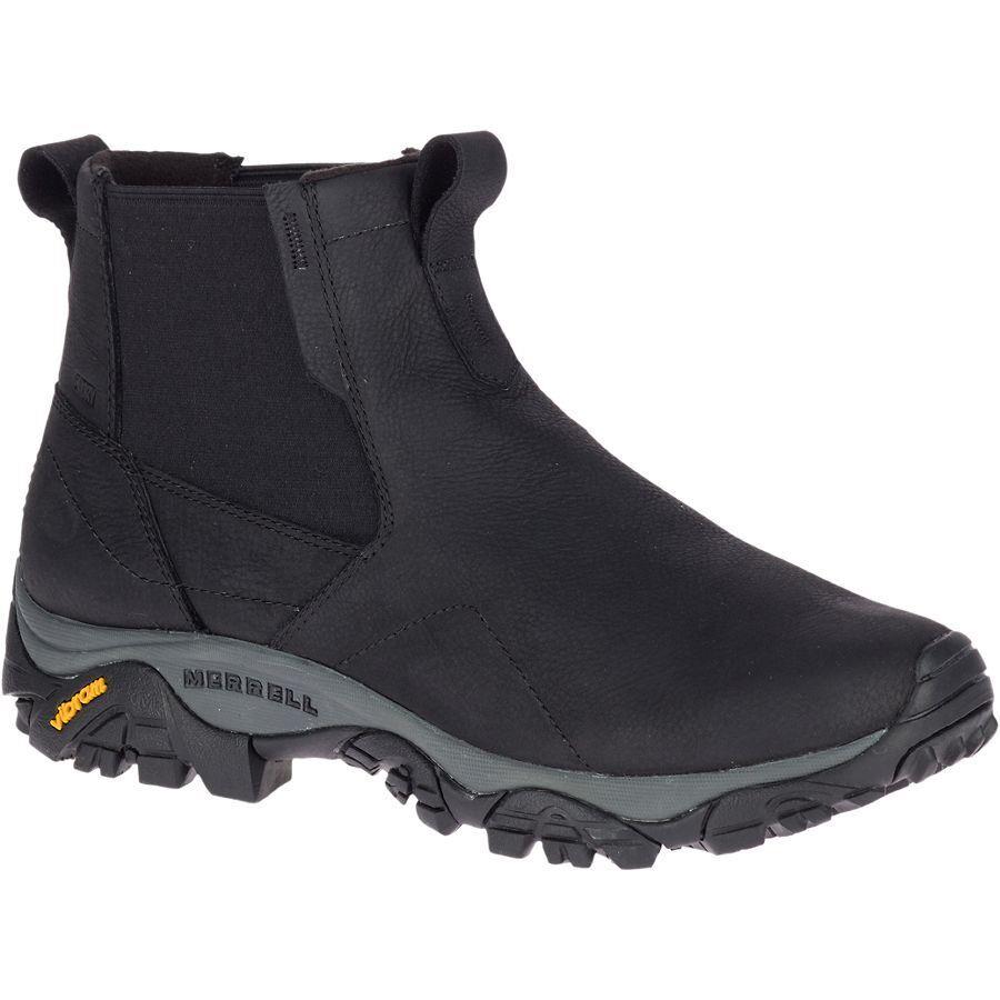 Merrell Men`s Moab Adventure Chelsea Polar Waterproof Leather Boots Black J61847 - Black