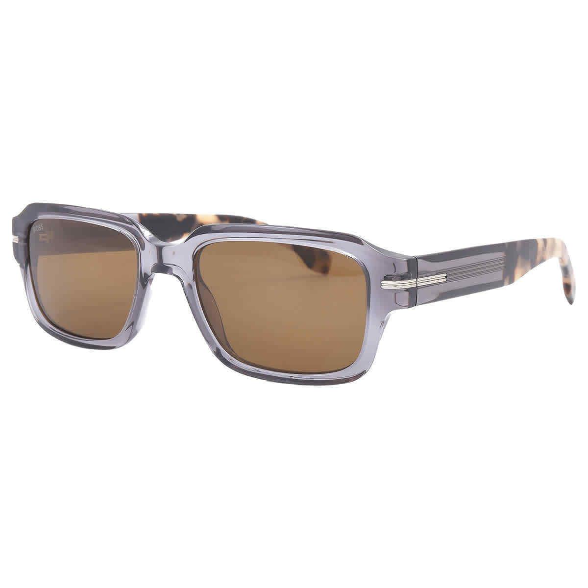 Hugo Boss Brown Rectangular Men`s Sunglasses Boss 1596/S 0ACI/2M 53