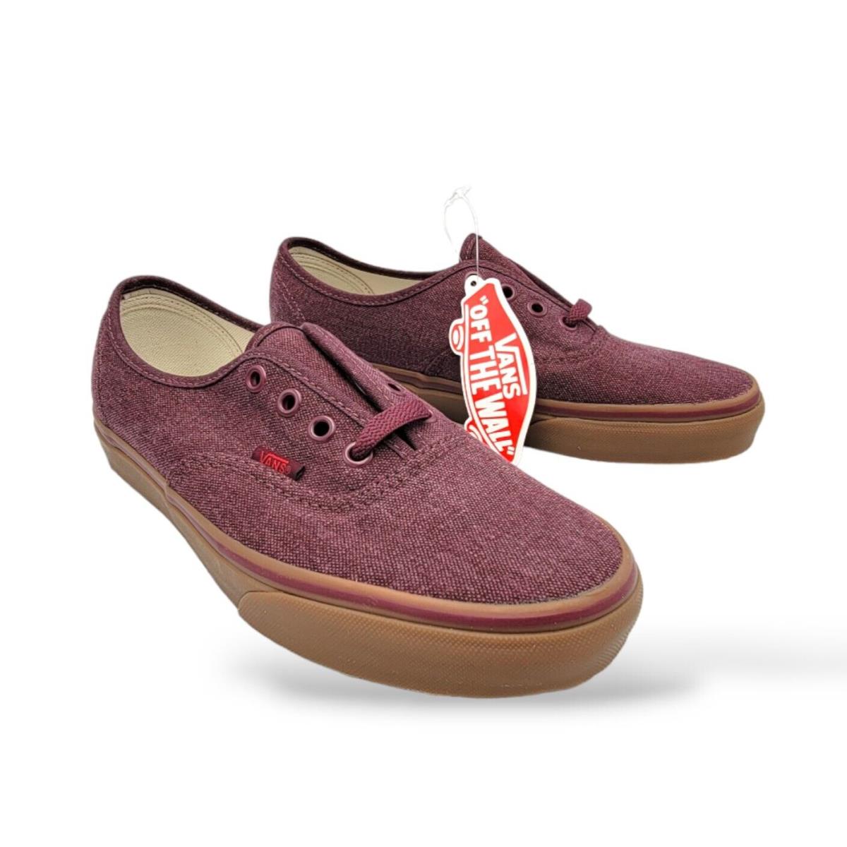 Vans Authentic Washed Canvas Port Royale Gum VN0004MKIL9 Men`s 6 Women`s 7.5 - Red