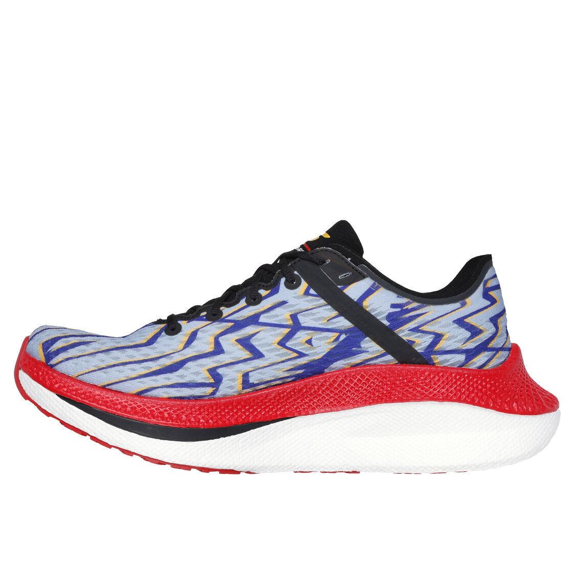 Mens Skechers GO Run Alpha Tempo Blue Red Mesh Running Shoes - Blue