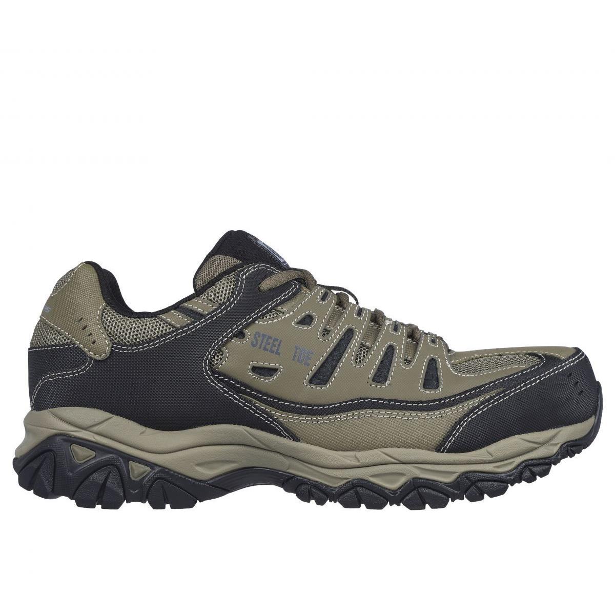 Skechers Work Men`s Relaxed Fit: Cankton ST Steel Toe Athletic Work Shoe Pebble/ - PBBK