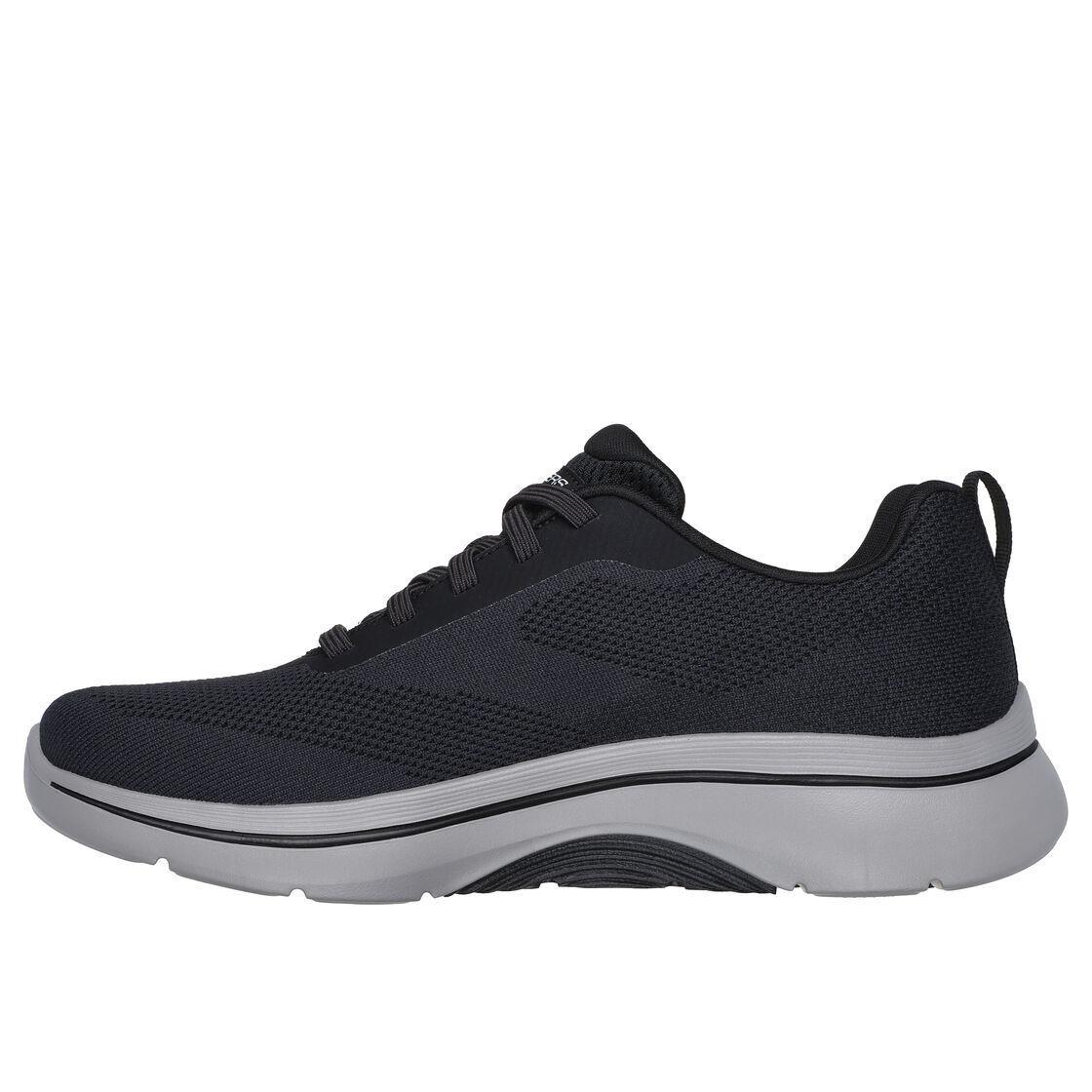 Mens Skechers GO Walk Arch Fit 2.0 Temporal Black Gray Mesh Walking Shoes - Black