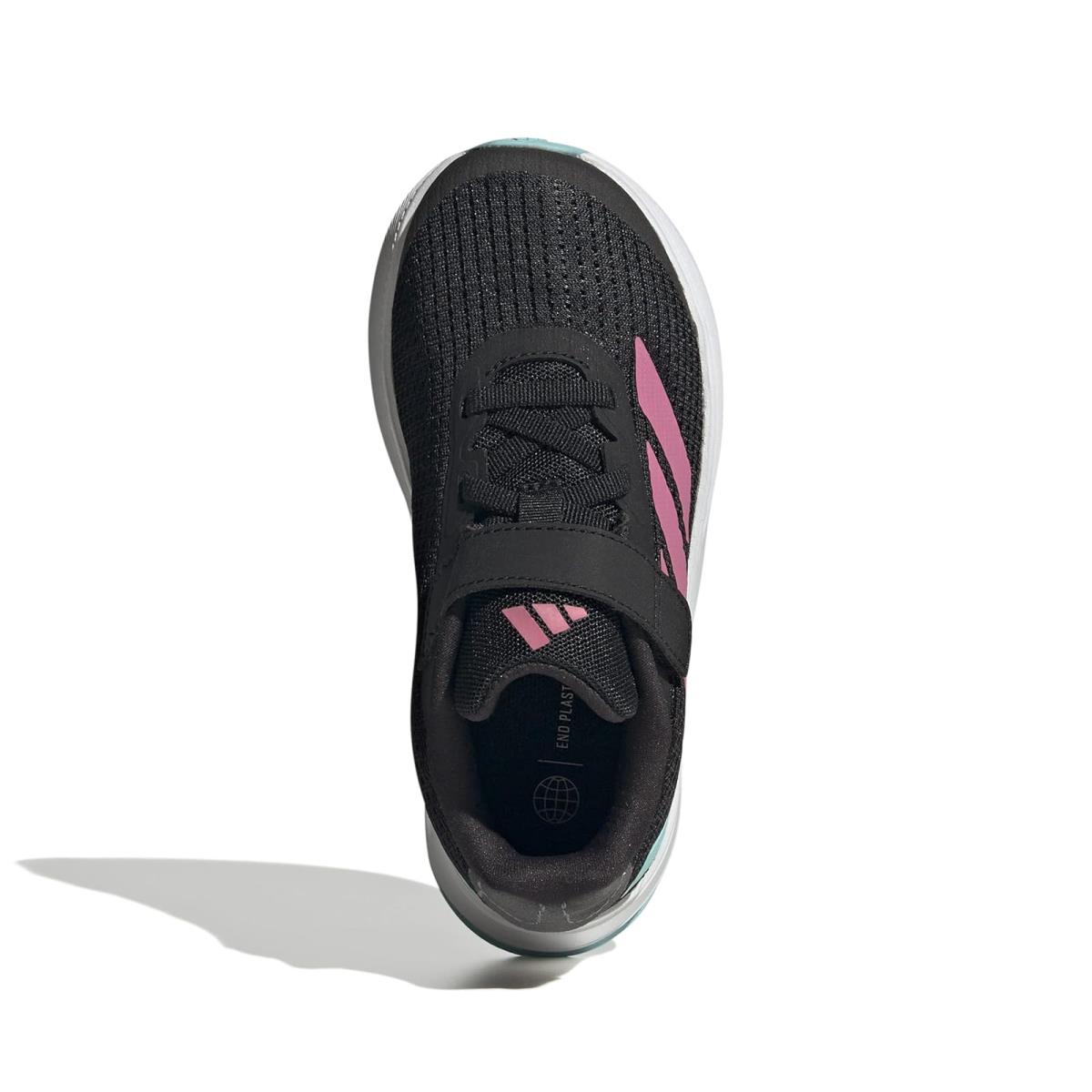 Girl`s Shoes Adidas Kids Duramo SL Elastic Lace Little Kid/big Kid - Core Black/Pink Fusion/Footwear White