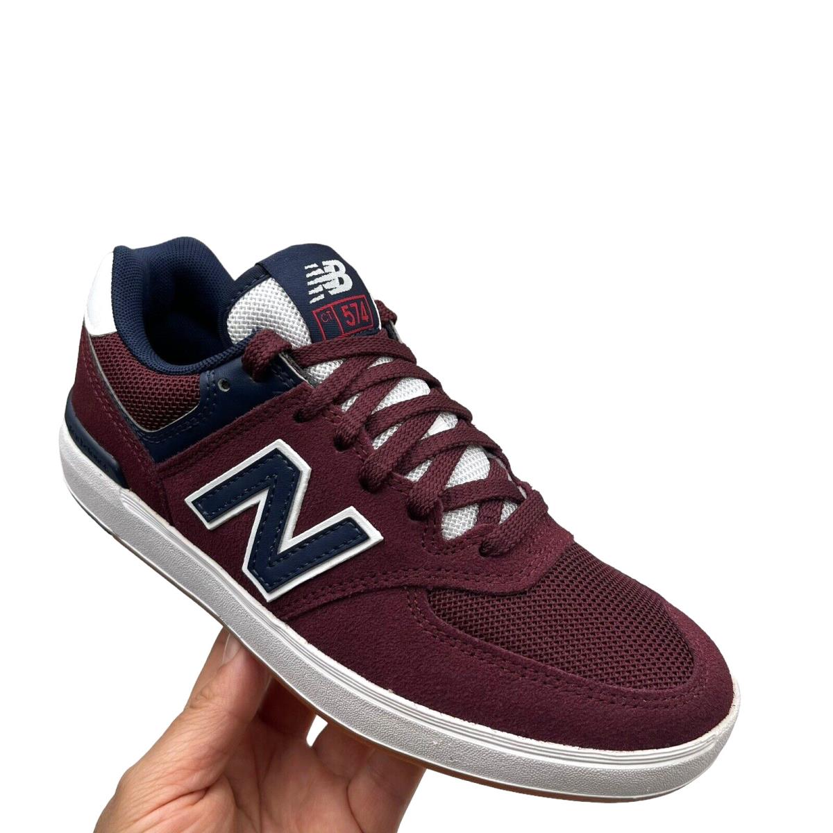 New Balance 574 Youth Boys Suede Sneaker Size 4.5 Burgundy/navy Lace up Shoes