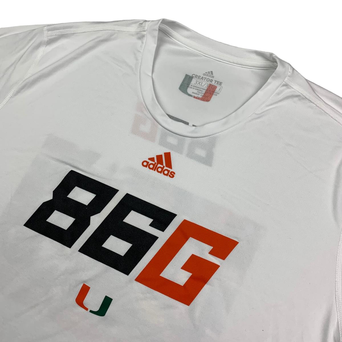 Miami Hurricanes `86 Gang Men`s Adidas Team Issued T-shirt White 3XL