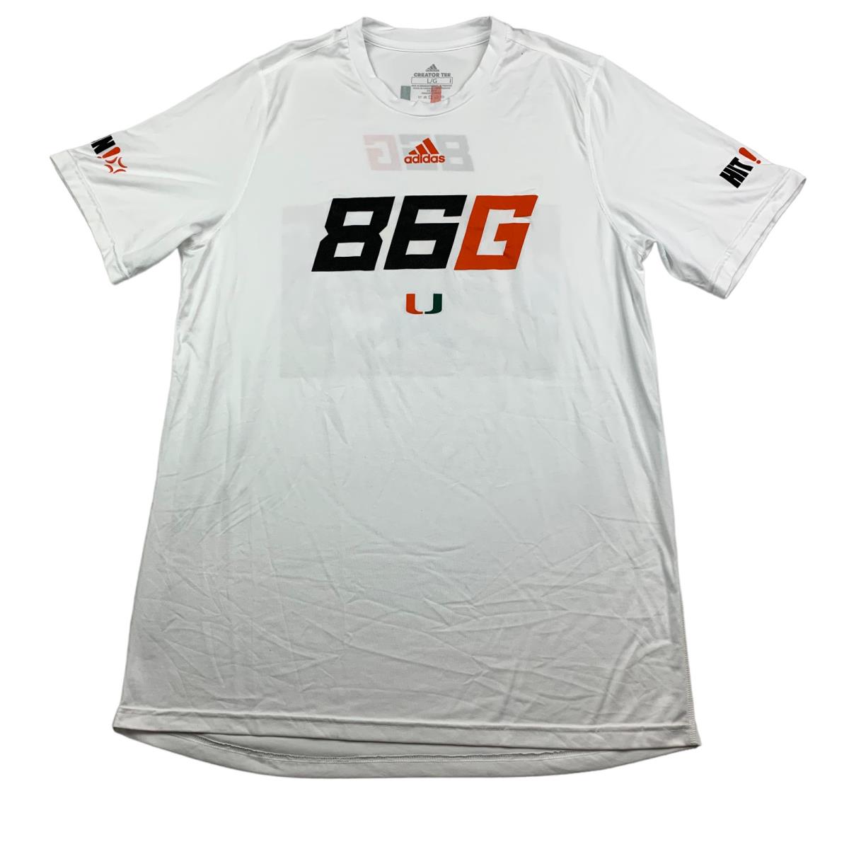 Miami Hurricanes `86 Gang Men`s Adidas Team Issued T-shirt White Large