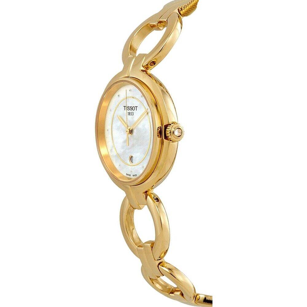 Tissot Flamingo Gold Pvd Pearl Dial 26mm Women`s Watch T0942103311600 - Dial: Mother of Pearl, Band: Gold, Bezel: Gold