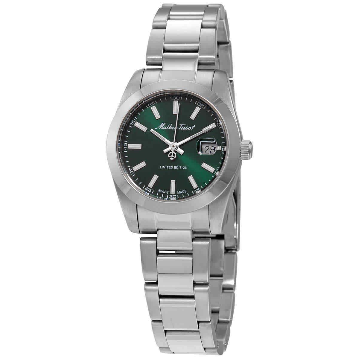 Mathey-tissot Mathy I LE Quartz Green Dial Ladies Watch D451VE - Dial: Green, Band: Silver-tone, Bezel: Silver-tone