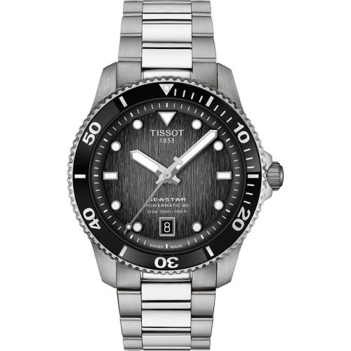 Tissot T1208071105100 Seastar 1000 40MM Gray Black Dial T120.807.11.051.00 - Dial: Black, Band: Silver, Bezel: Black