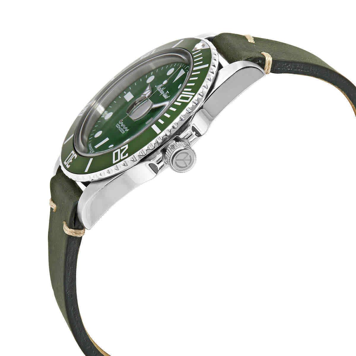 Mathey-tissot Mathey Vintage Quartz Green Dial Men`s Watch H9010ALV - Dial: Green, Band: Green, Bezel: Silver-tone