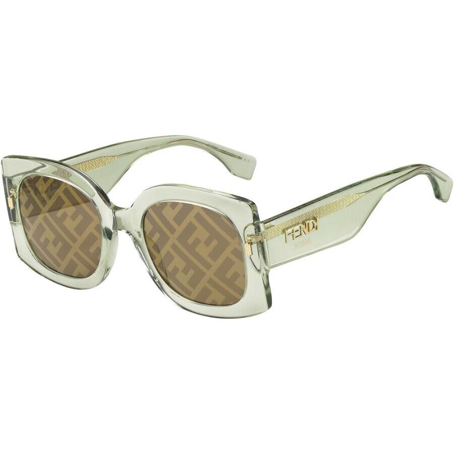 Fendi Sunglasses FF0436GS 1ED-7Y 53mm Green Gold / Brown Decor Lens