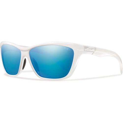 Smith Optics Aura Sunglasses White Polarized Blue Mirror