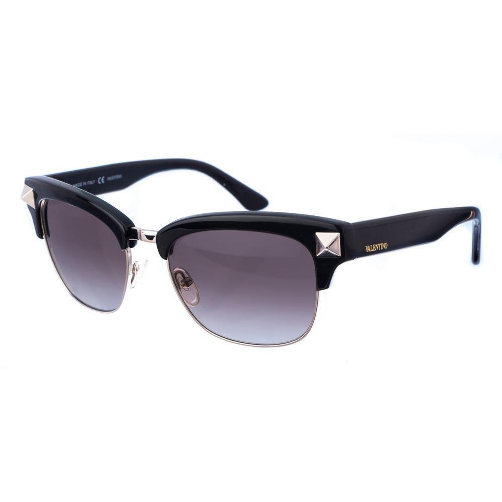 Valentino Women`s 118S 001 Studded Clubmaster Style Sunglasses 53mm Black