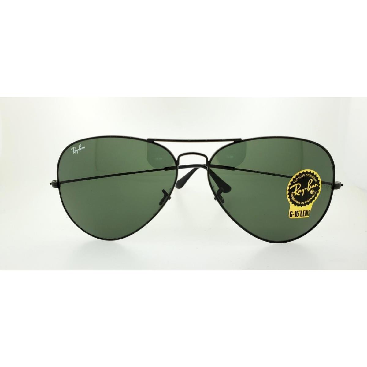 Rayban Sunglasses 3026 L2821 62MM Aviator Black Frame with Green Lenses