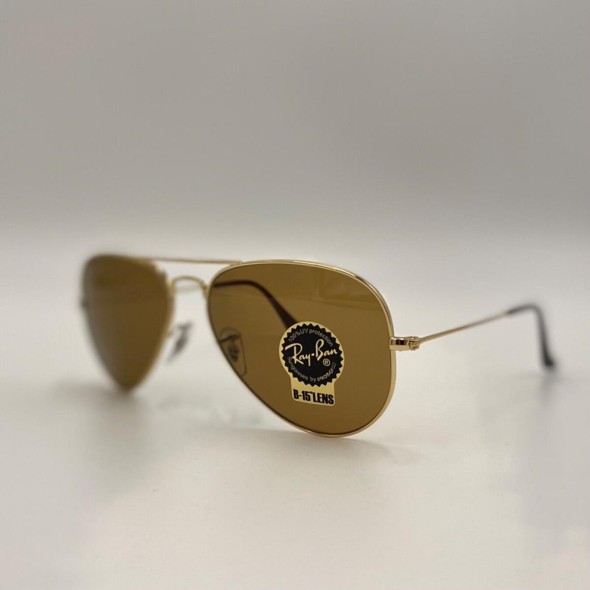 Ray-ban Aviator Classic Gold Frame RB3025 001/33 58-14 with Brown B15 Lenses