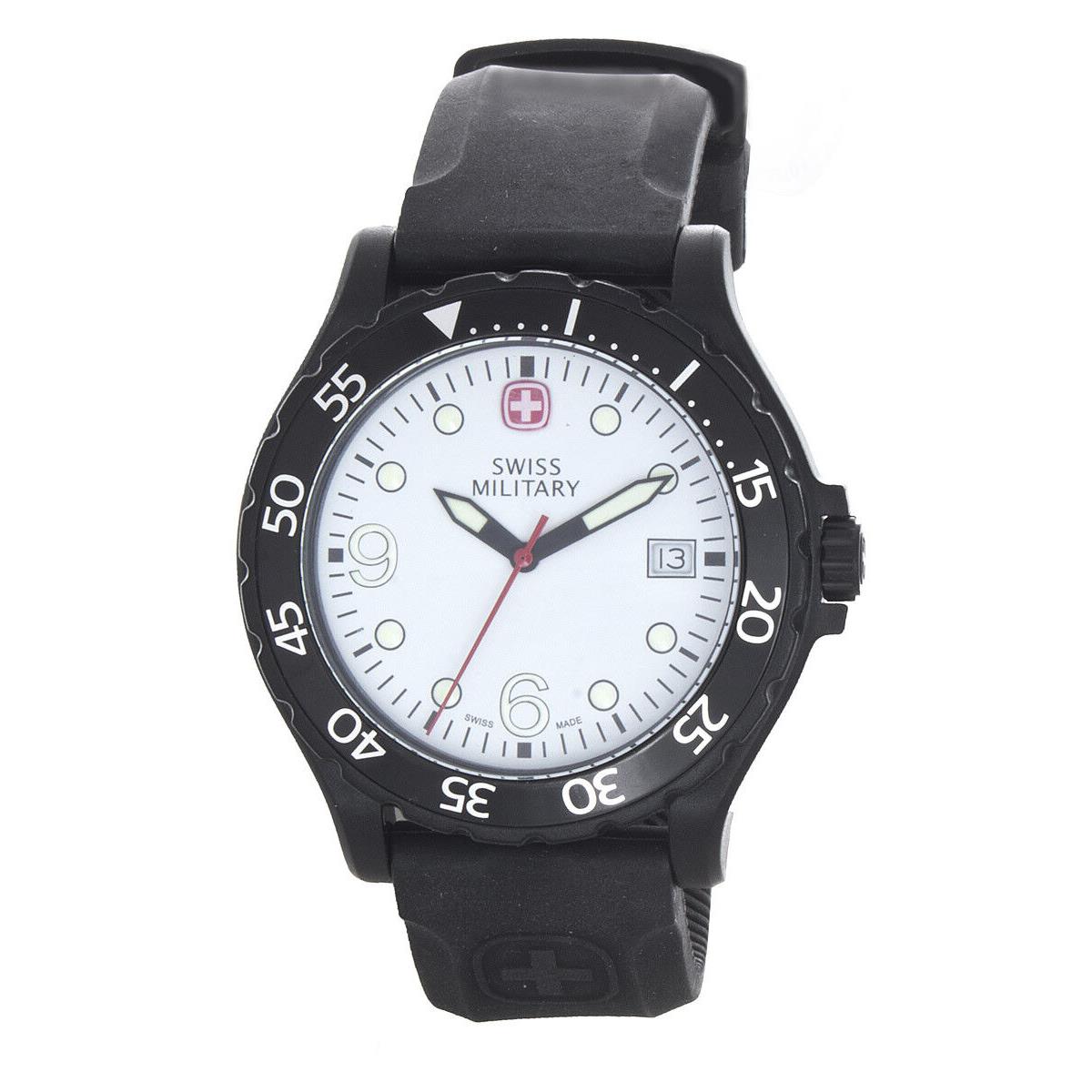 Wenger Swiss Military Men`s White Dial Black Rubber Band Watch 50900
