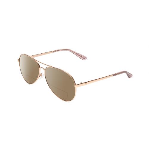 Guess GU7615 Womens Pilot Polarized Bifocal Sunglasses in Rose Gold Pink 56 mm Brown