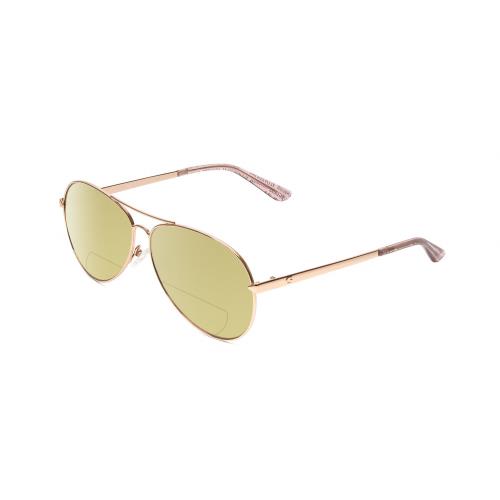 Guess GU7615 Womens Pilot Polarized Bifocal Sunglasses in Rose Gold Pink 56 mm Yellow