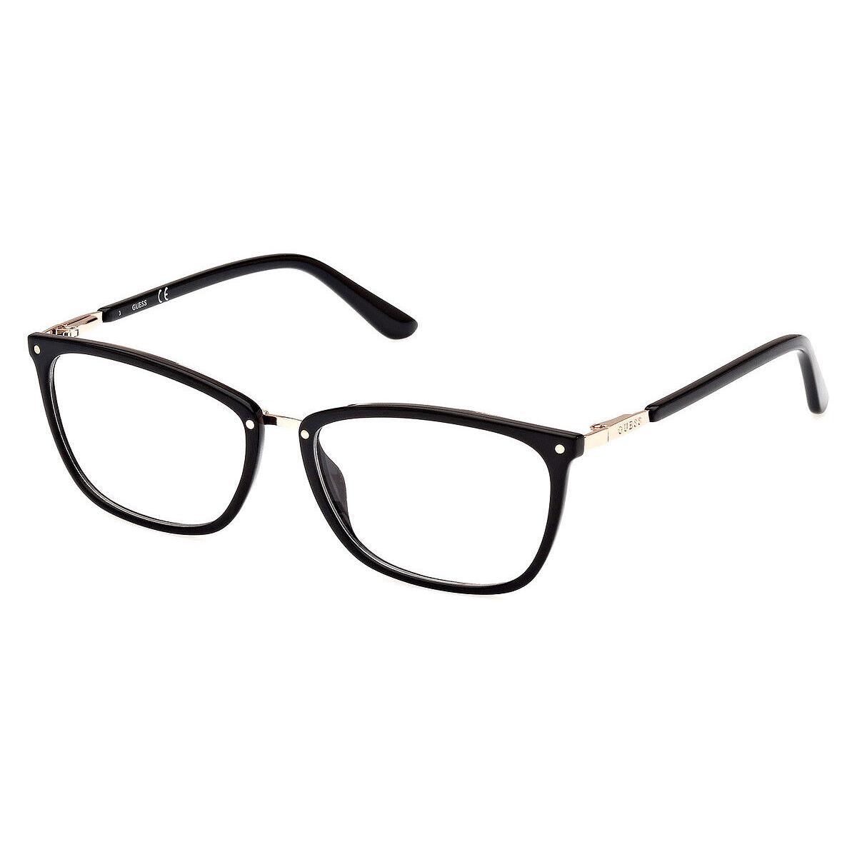 Guess GU2958 Eyeglasses Women Shiny Black Rectangle 54mm