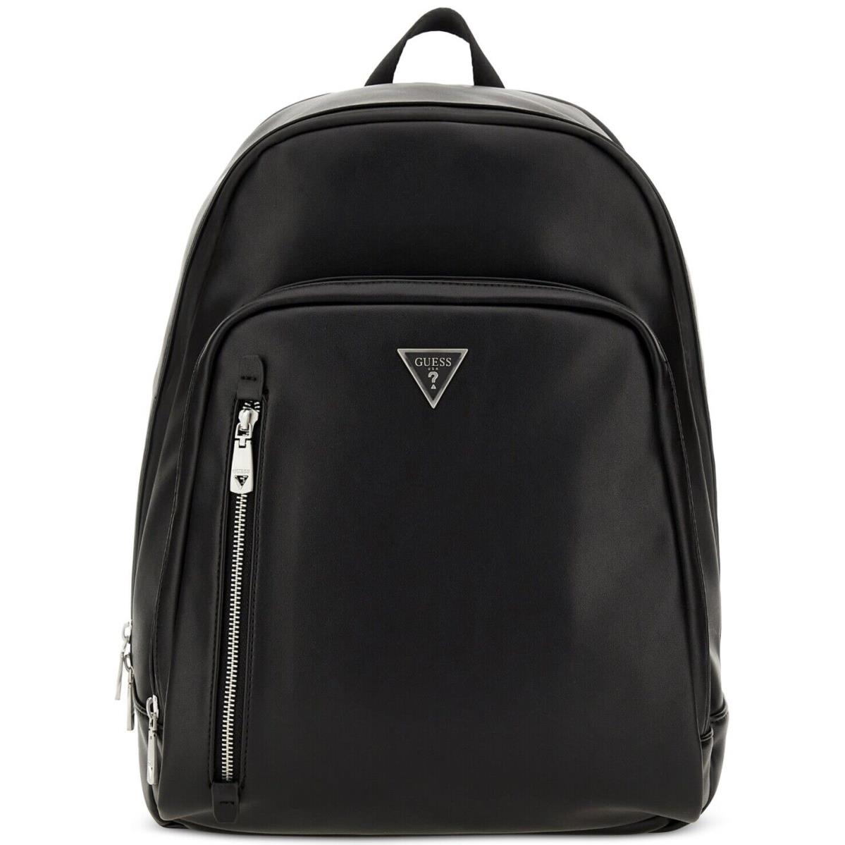 Guess Men`s Scala Faux-leather Backpack Book Bag Black