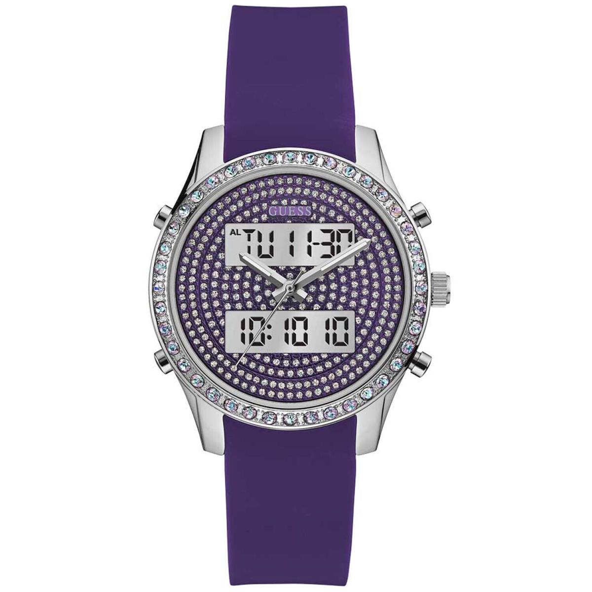 Guess Women`s Digital Crystals Purple Dial Watch - W0818L1