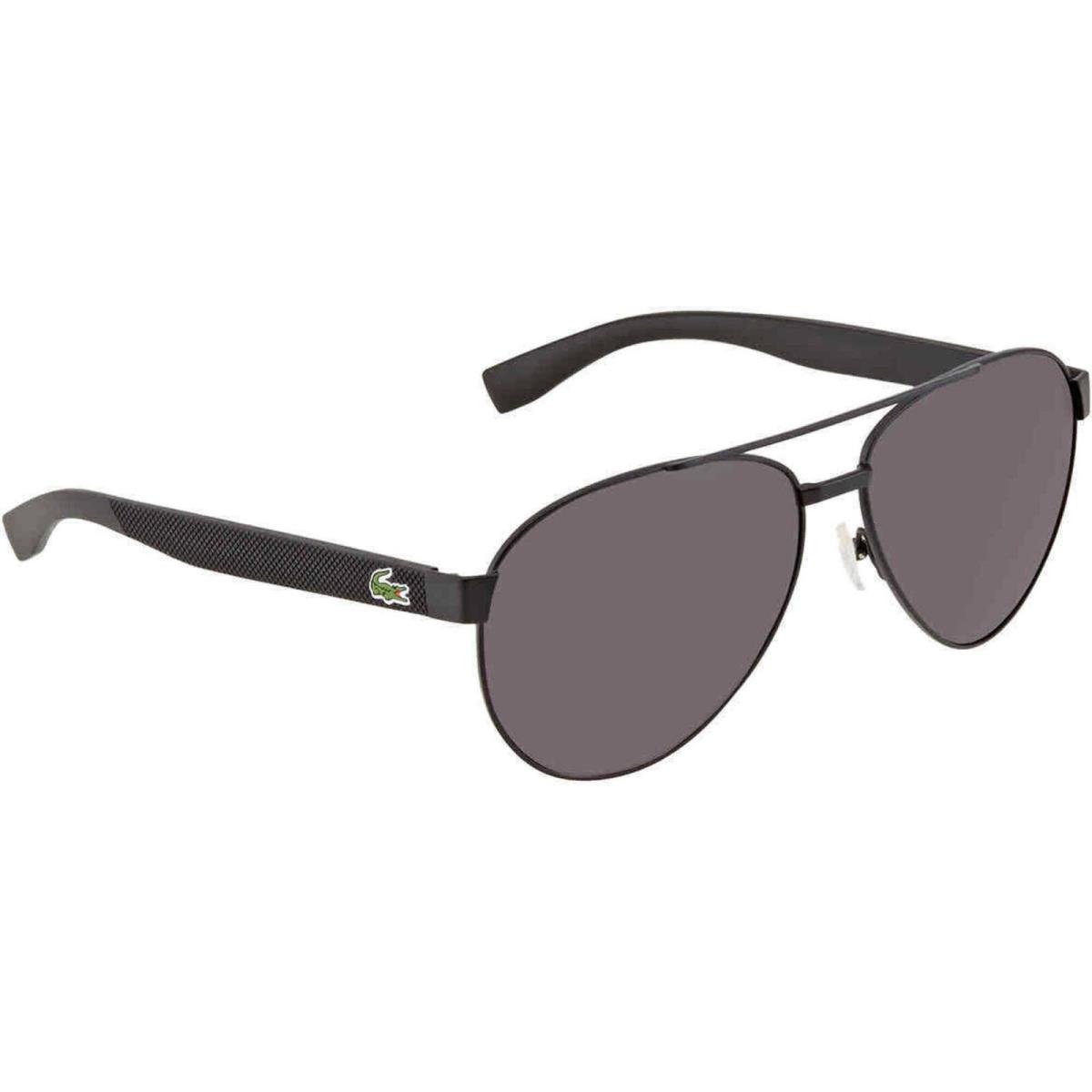 Lacoste Unisex Sunglasses Black Matt Metal Pilot Frame Lacoste L185S 001