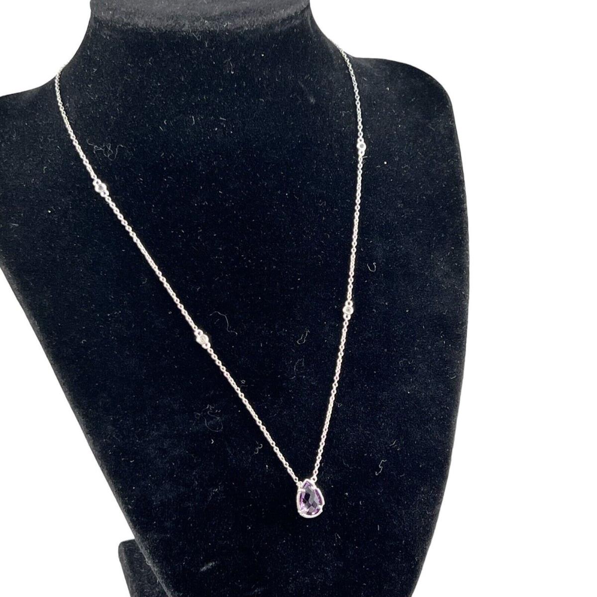 Swarovski Crystal Purple Amethyst Teardrop Pendant Necklace 925 Sterling Silver