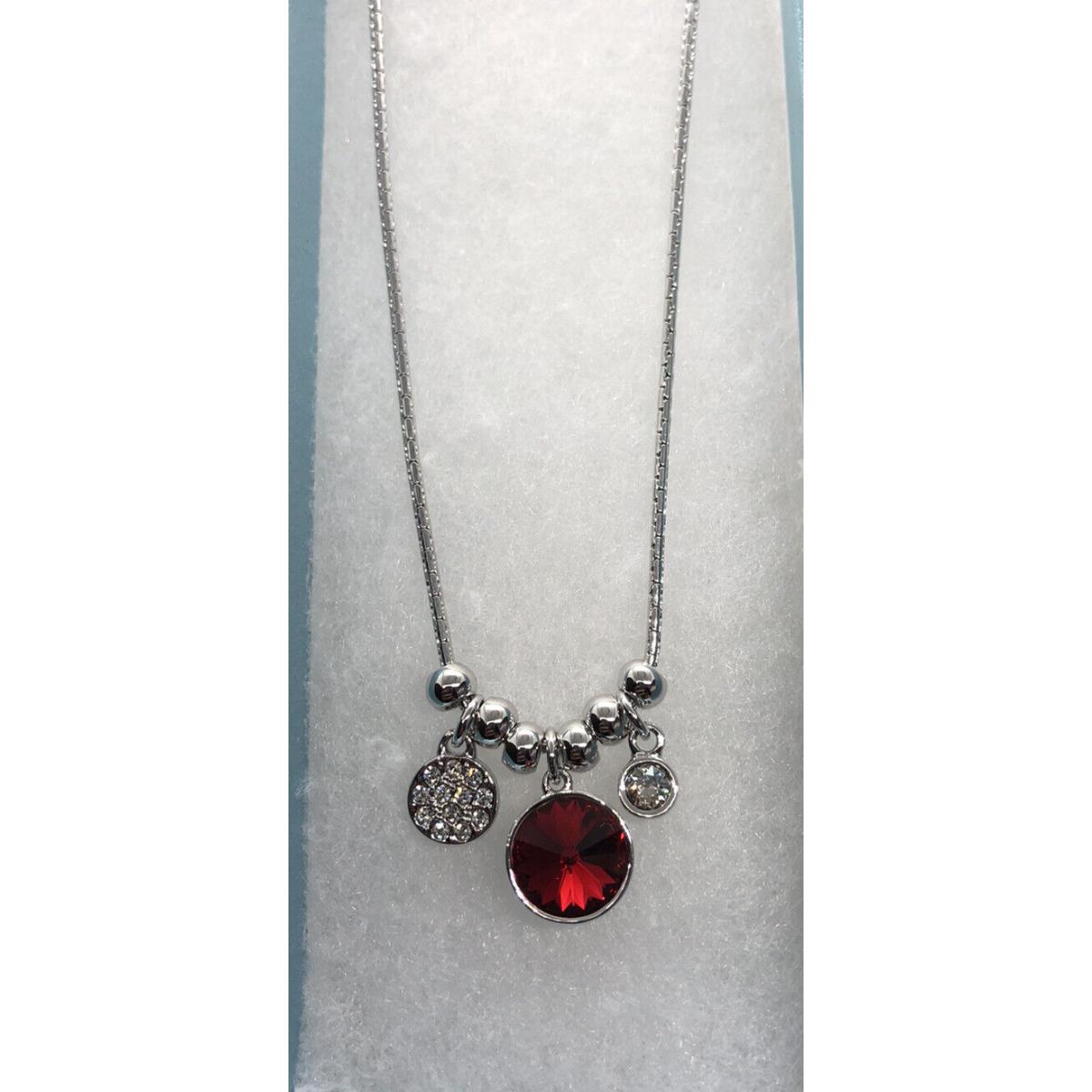 Swarovski Touchstone Crystal Necklace Scarlet 16-18 Rhodium Condition