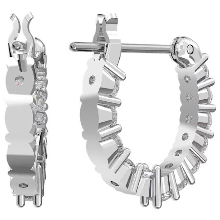 Swarovski Crystals Vittore Hoop Earrings Round Cut Rhodium Plated - 5562126