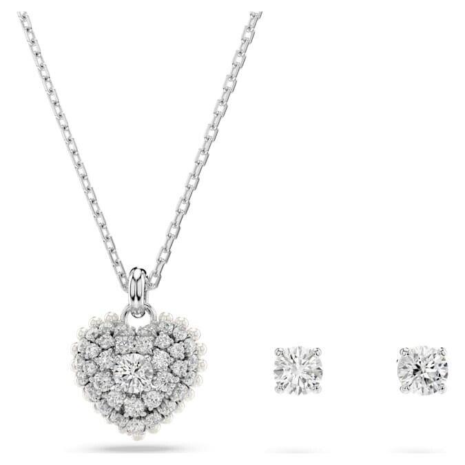 Swarovski Hyperbola Set Heart White Rhodium Plated- 5684383 Set