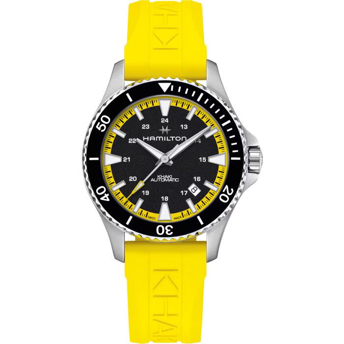 Hamilton Khaki Navy Scuba Auto Automatic 40mm Yellow Strap Watch H82395332