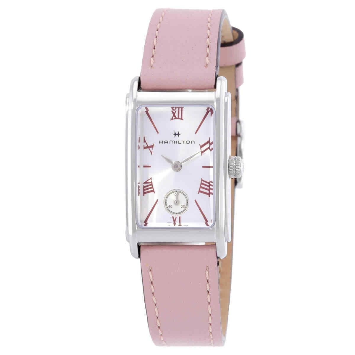 Hamilton American Classic Ardmore Quartz Silver Dial Pink Strap Watch H11221853 - Dial: Silver, Band: Silver, Bezel: Silver