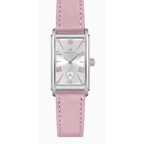 Hamilton American Classic Ardmore Quartz Silver Dial Pink Strap Watch H11221853 - Dial: Silver, Band: Silver, Bezel: Silver