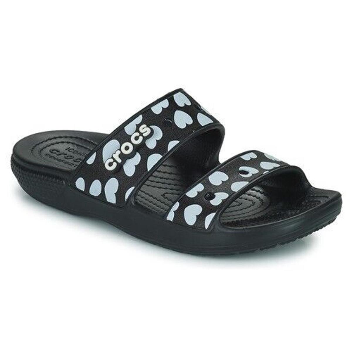 Crocs Classic Heart Print Sandals Men`s Size 11 Flats Shoes