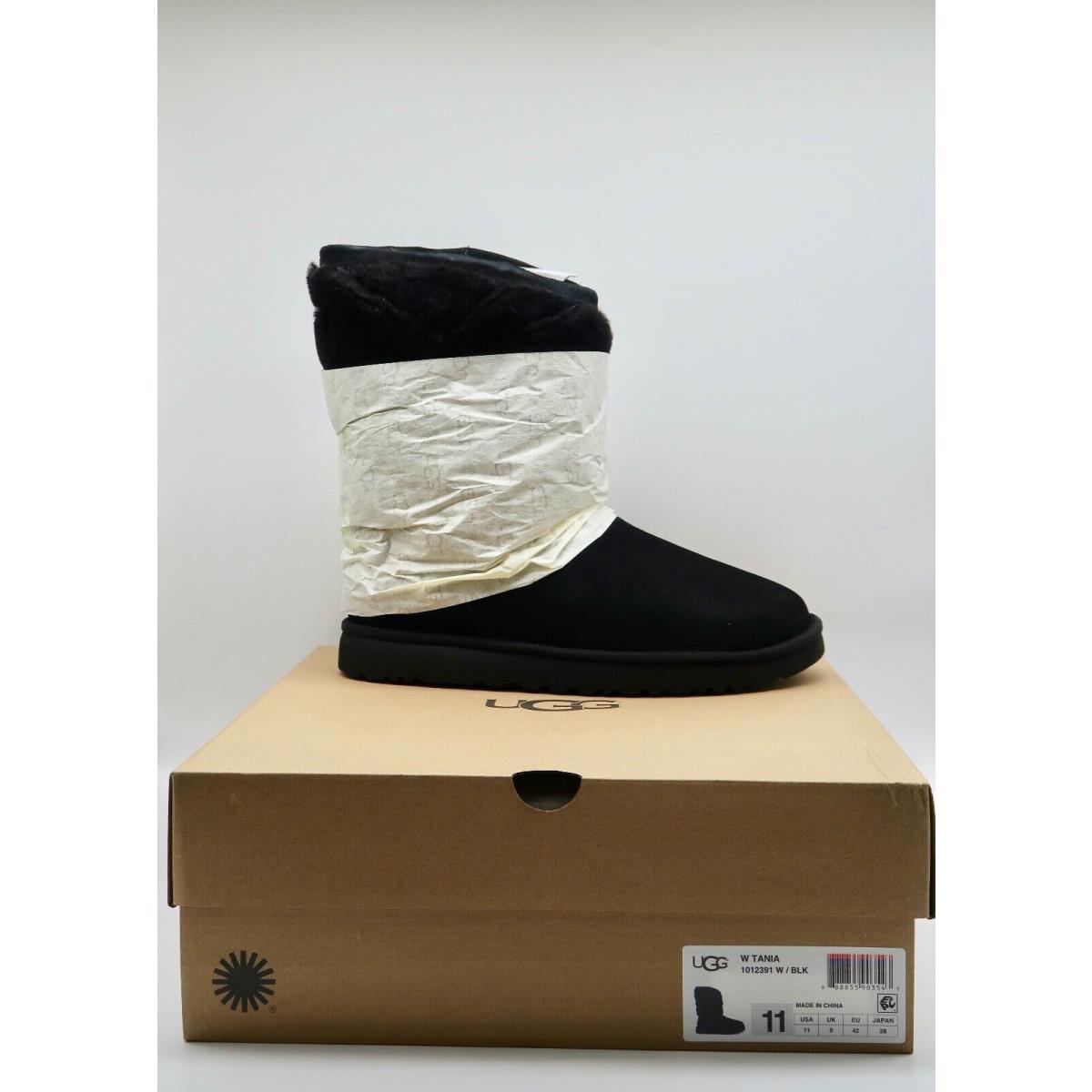 Ugg Tania Black Suede Sheepskin Cuff Short Winter Boots 1012391