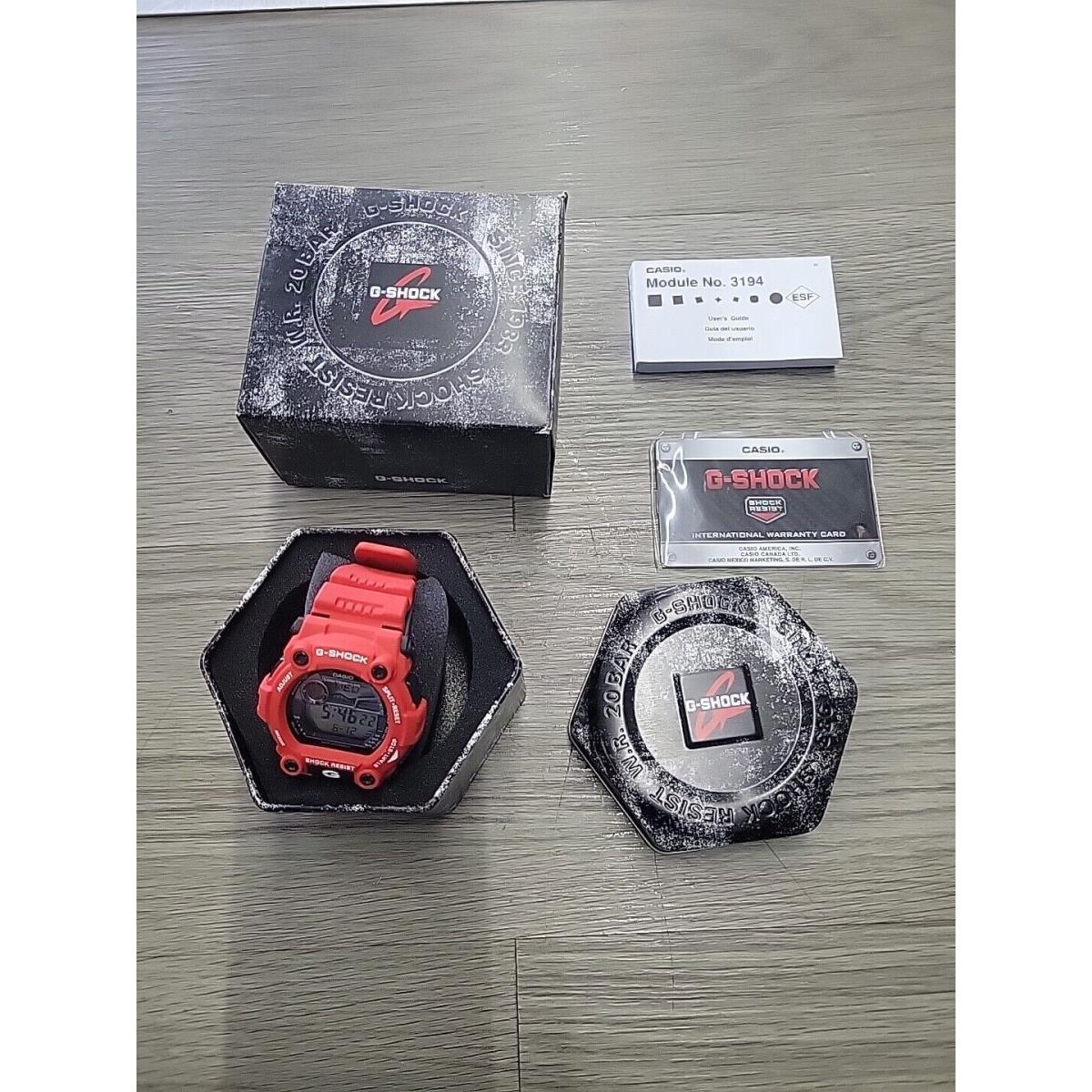 Casio G-shock 3194 G-7900A Tide Moon Digital Watch Rescue Red W/ Battery