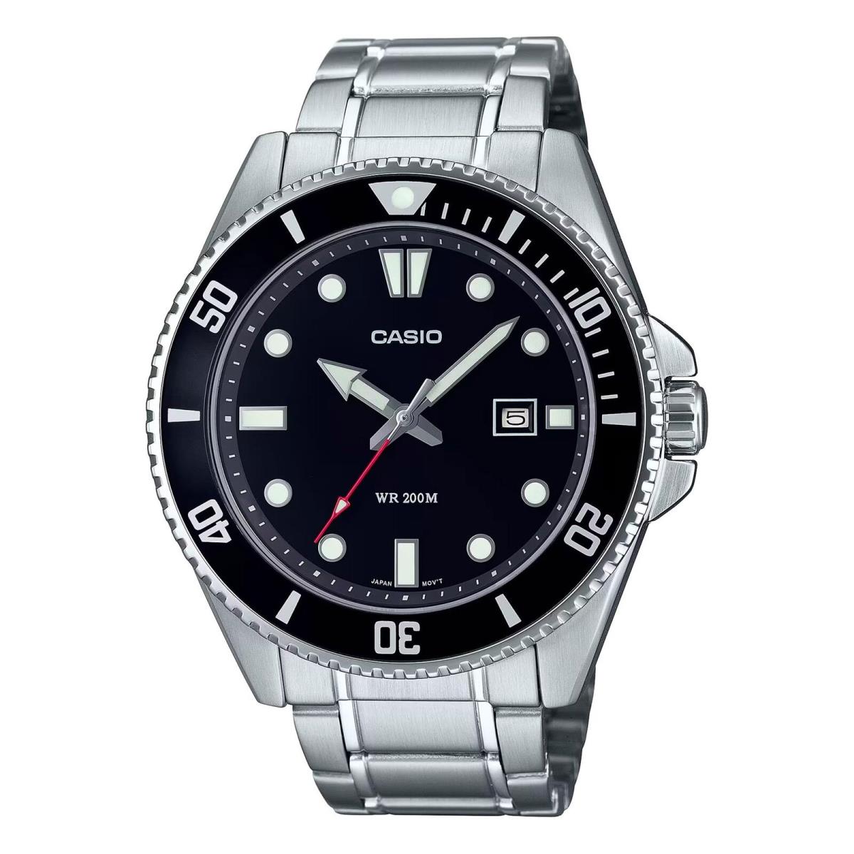 Casio MDV107D-1A1 Men`s Stainless Steel 200M Black Bezel Black Dial Watch