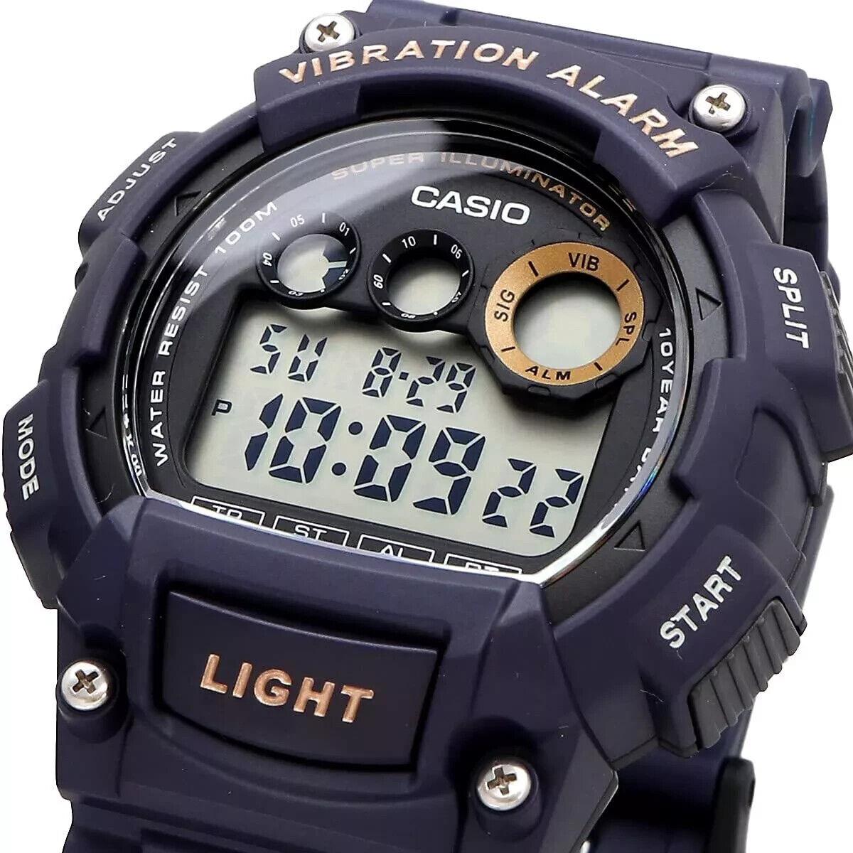 Casio W735H-2AV Blue Illuminator Alarm Digital Silicone Band Watch Sports