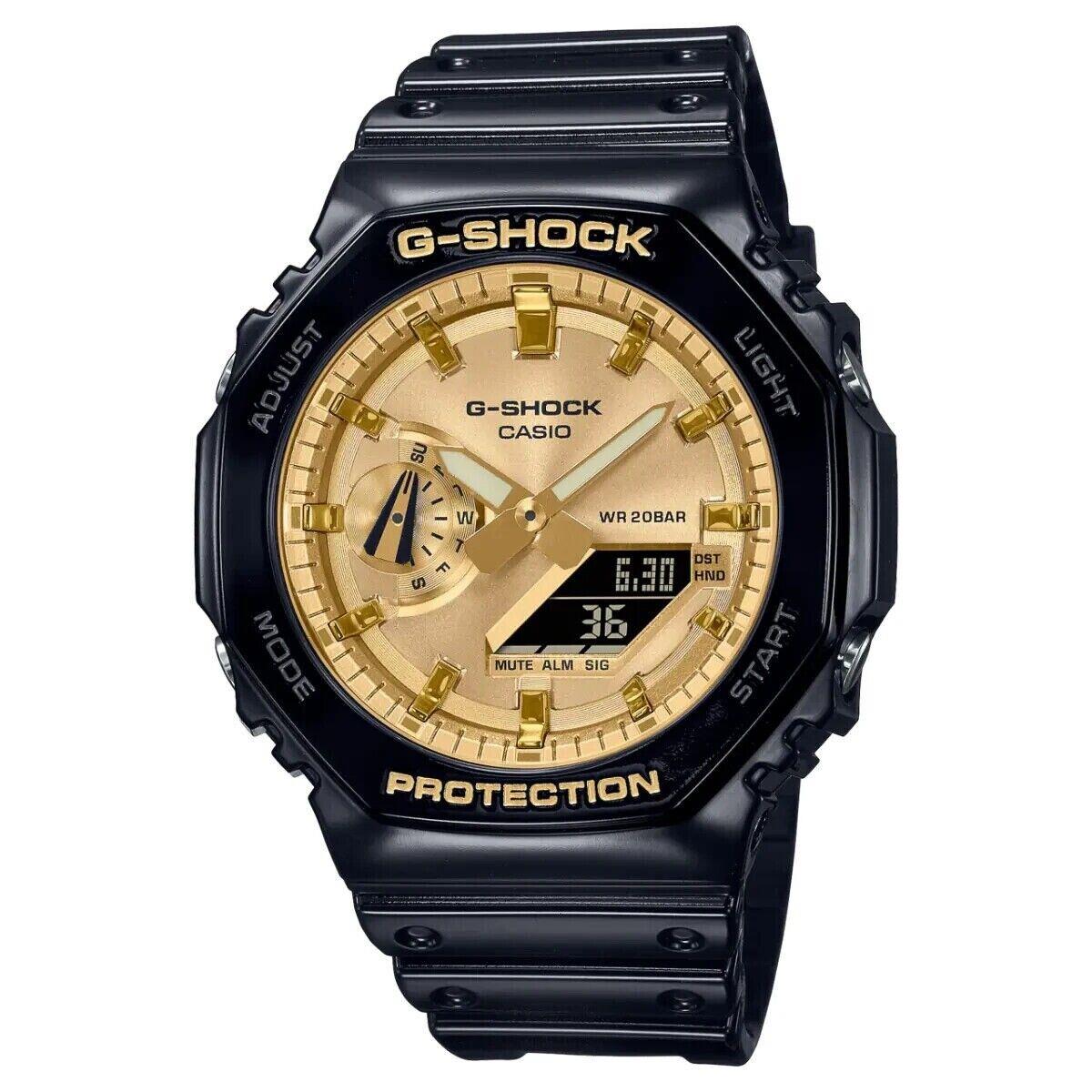 Casio G-shock GA2100GB-1A Carbon Core Guard Glossy Black / Gold Watch