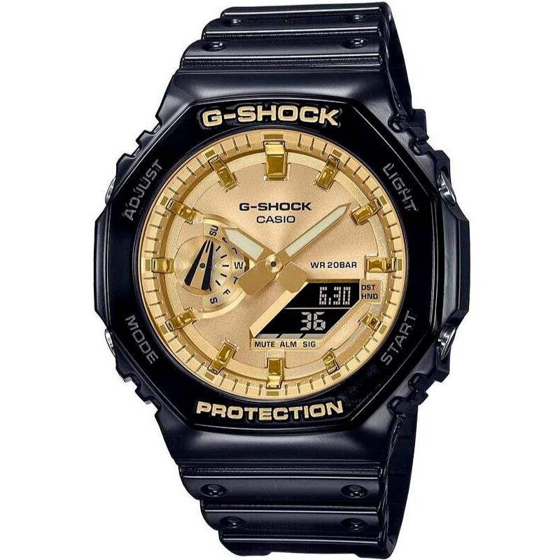 Casio G-shock Carbon Core Guard Glossy Black / Gold Watch GA-2100GB-1A