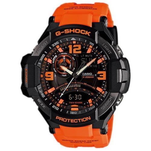 Casio G-shock GA-1000-4ADR Orange Resin Gravity Master Men`s Watch