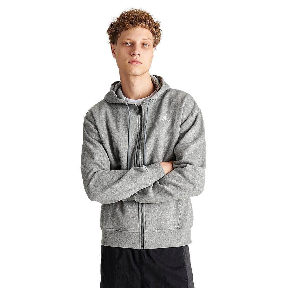 Men`s Jordan Essentials Carbon Heather/white Full-zip Fleece Hoodie