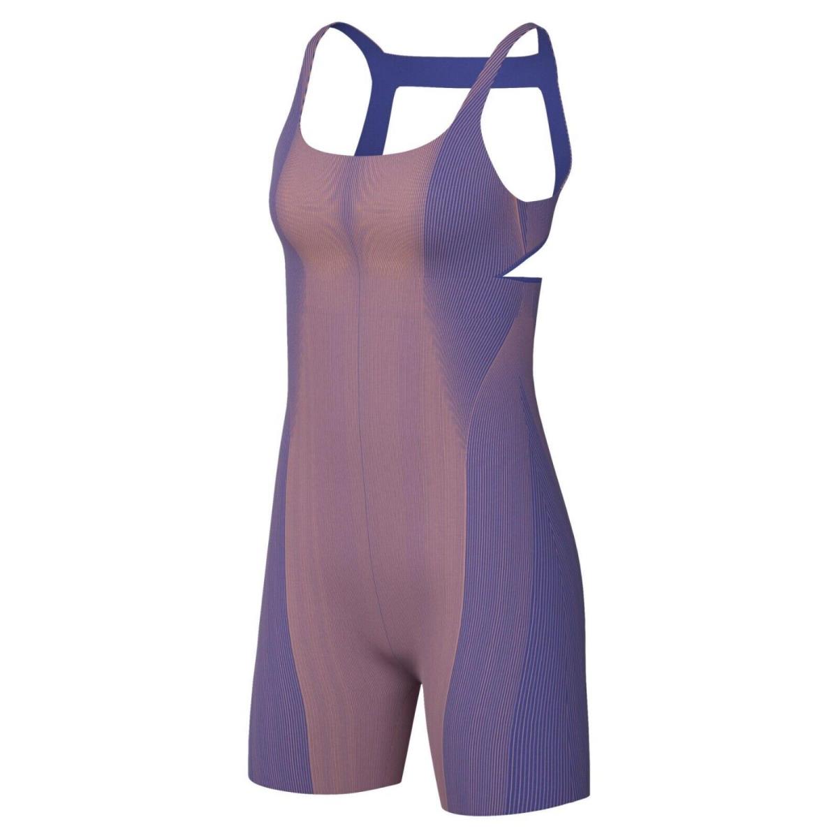 Nike Jumpsuit Yoga Dri Fit Adv Reveal Romper Leotard Purple Apricot Shorts S