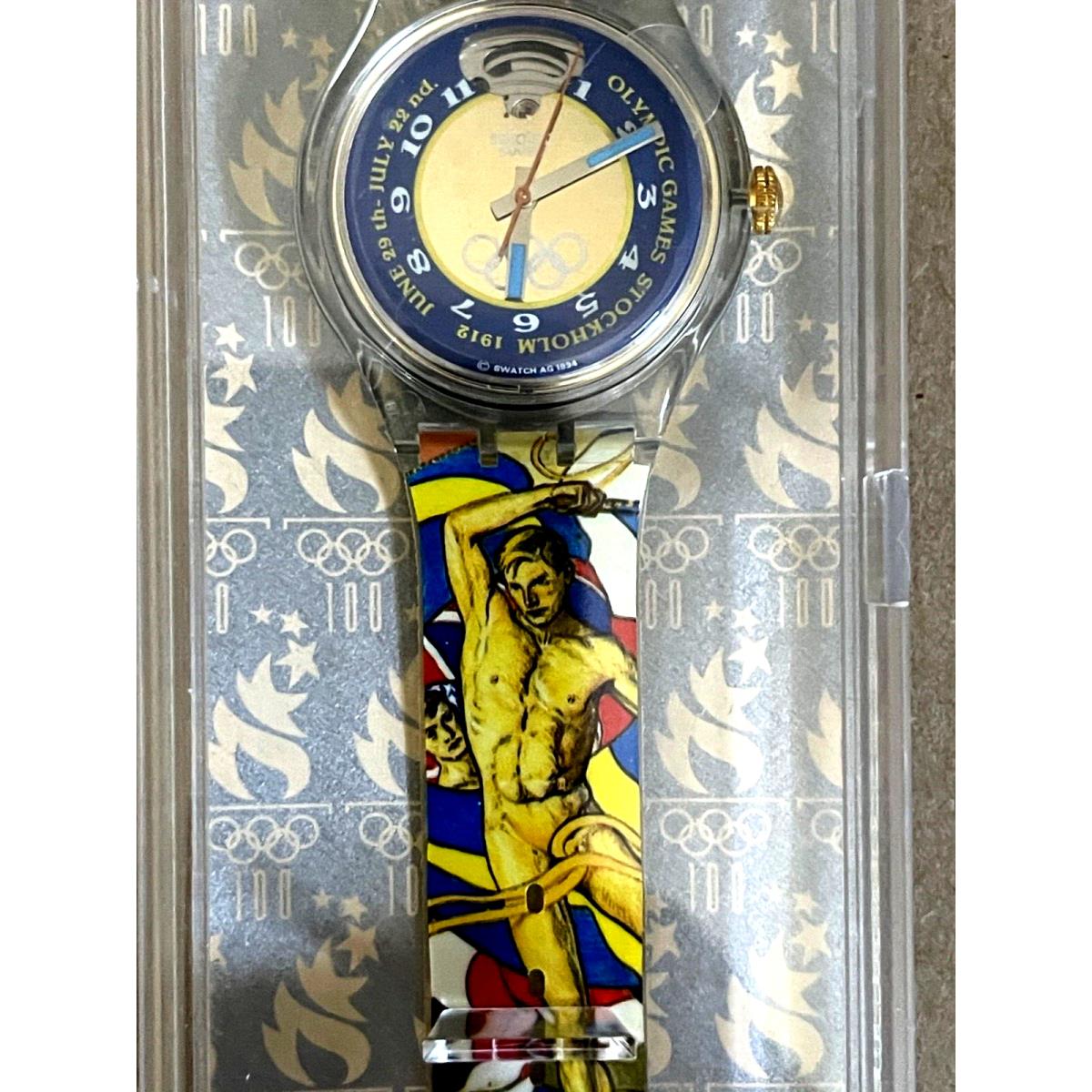 Vtg Automatic Swatch Watch Stockholm 1912 SAZ103 Olympic Special Edition 1996