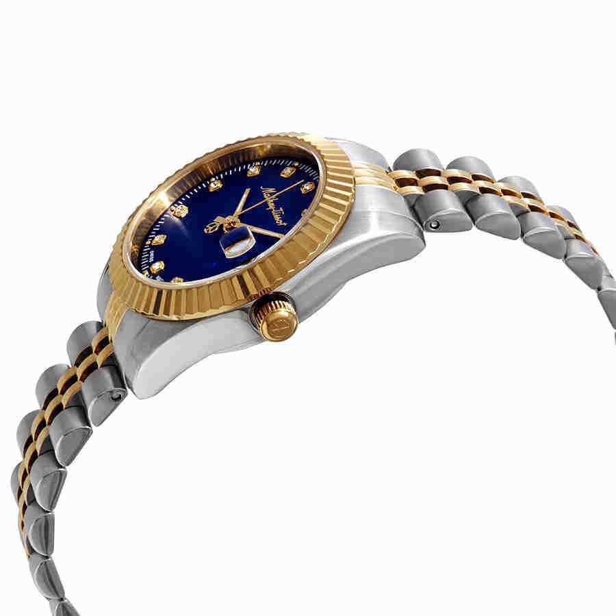 Mathey-tissot Rolly Iii Crystal Blue Dial Ladies Watch D810BBU - Dial: Blue, Band: Two-tone (Silver-tone and Yellow Gold PVD), Bezel: Silver-tone