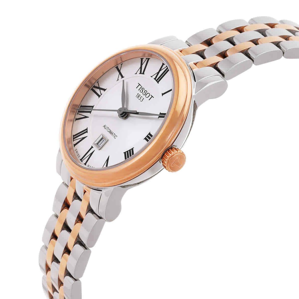 Tissot Carson Automatic Silver Dial Two-tone Ladies Watch T122.207.22.033.00 - Dial: Silver, Band: Silver, Gold, Bezel: Gold