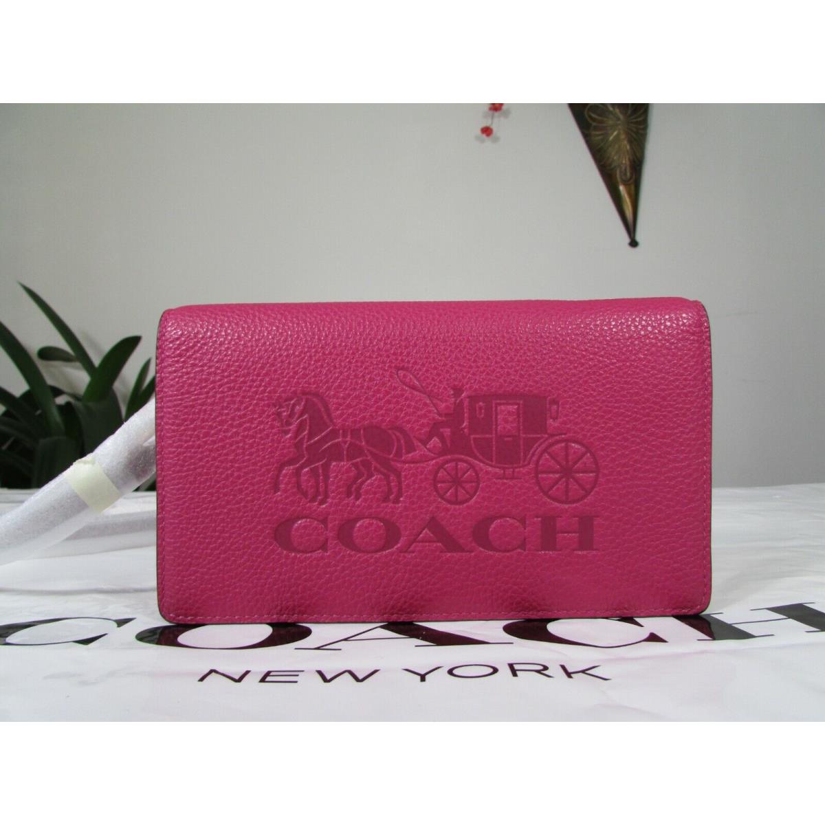 Coach Leather Horse Carriage Anna Foldover Clutch Crossbody C5887