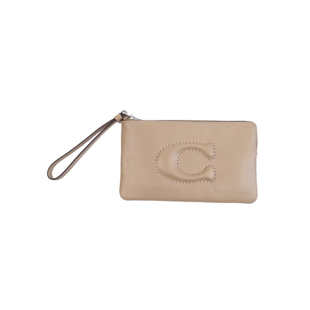 Coach Large Corner Zip Wristlet Taupe