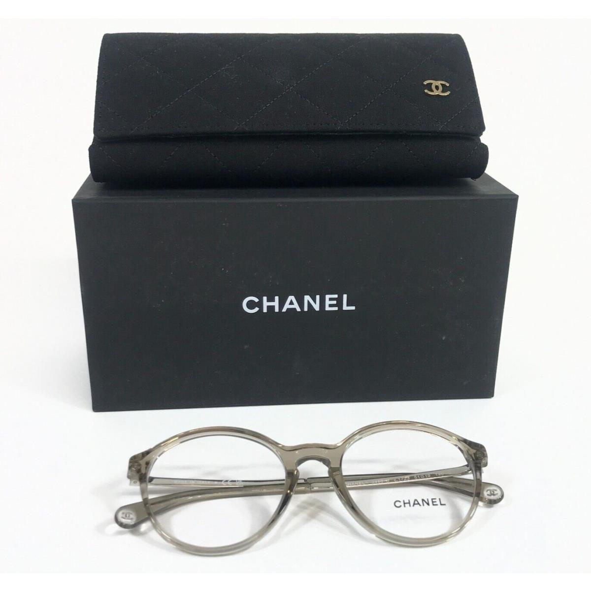 Chanel Eyeglasses Frames 3468-U c.1723 Clear Taupe Silver Round 51-19-140